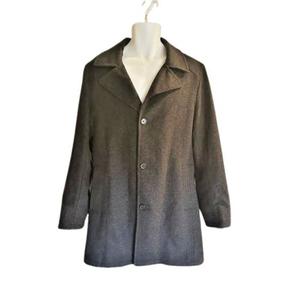 Michael Kors Coat Men's L XL Dark Grey Wool Cashmere Blend Dress Peacoat